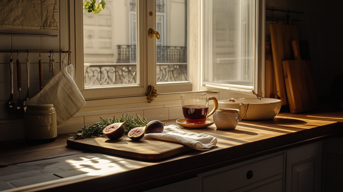 Cocina luminosa de un piso en Pamplona con vista a calle tranquila
